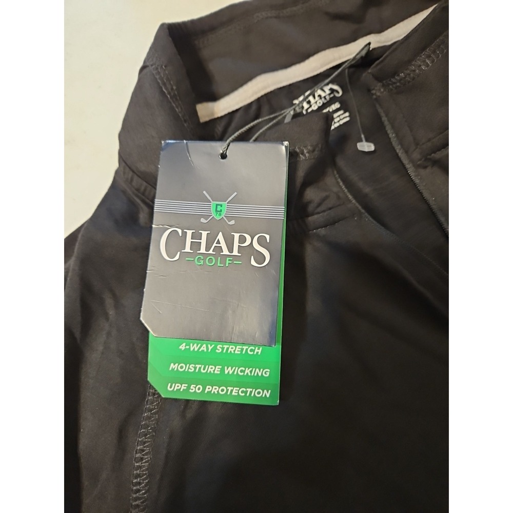 NWT Chaps Golf Men's 1/4 Zip Pullover Thin Long Sleeve Polo Size XL Black (A974) - Picture 5 of 6